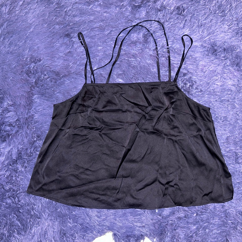 Black crisscross tank top